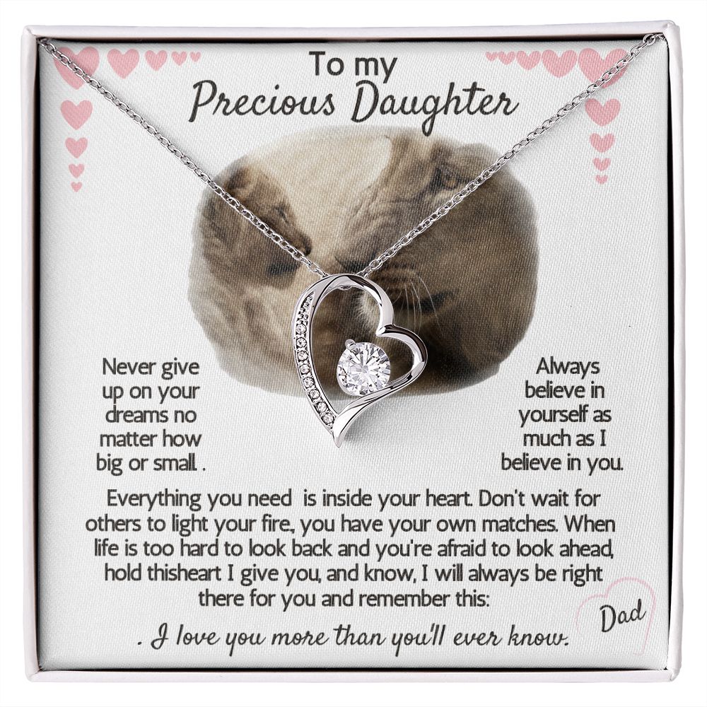 To my precious daughter forever necklace
