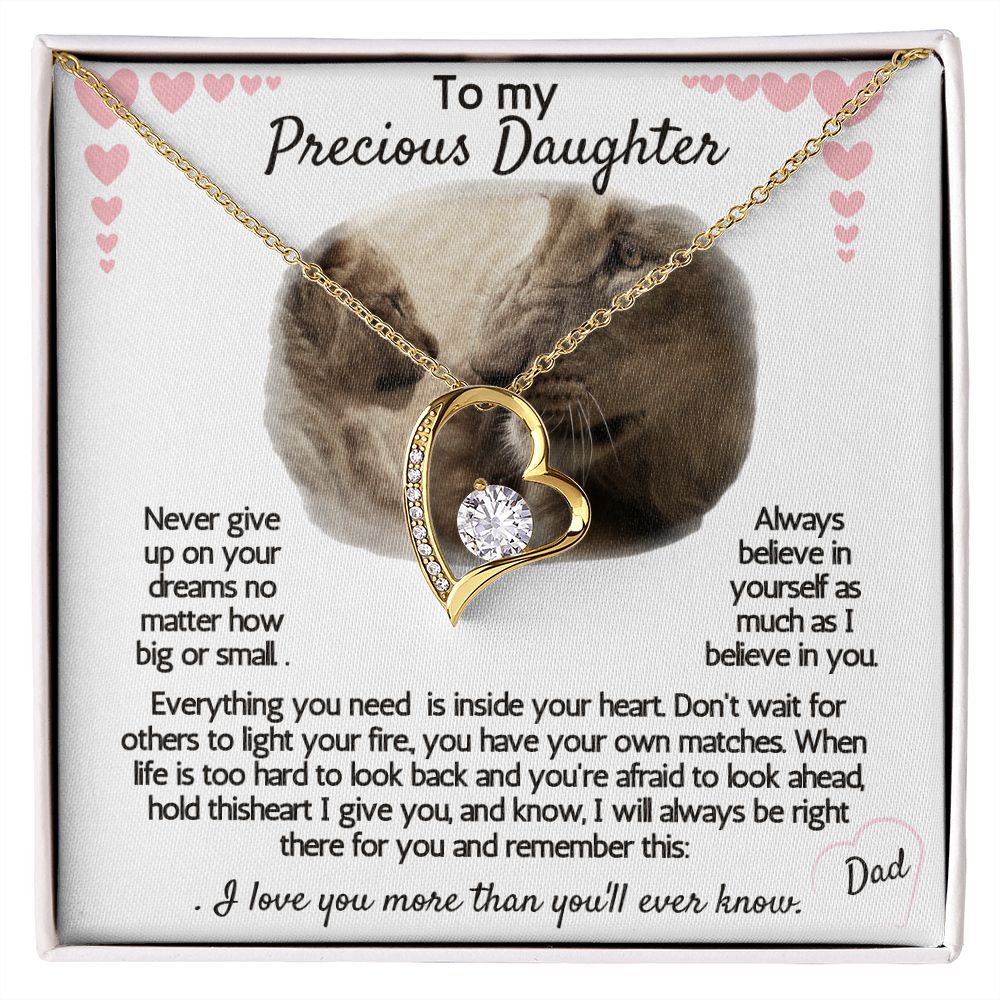 To my precious daughter forever necklace