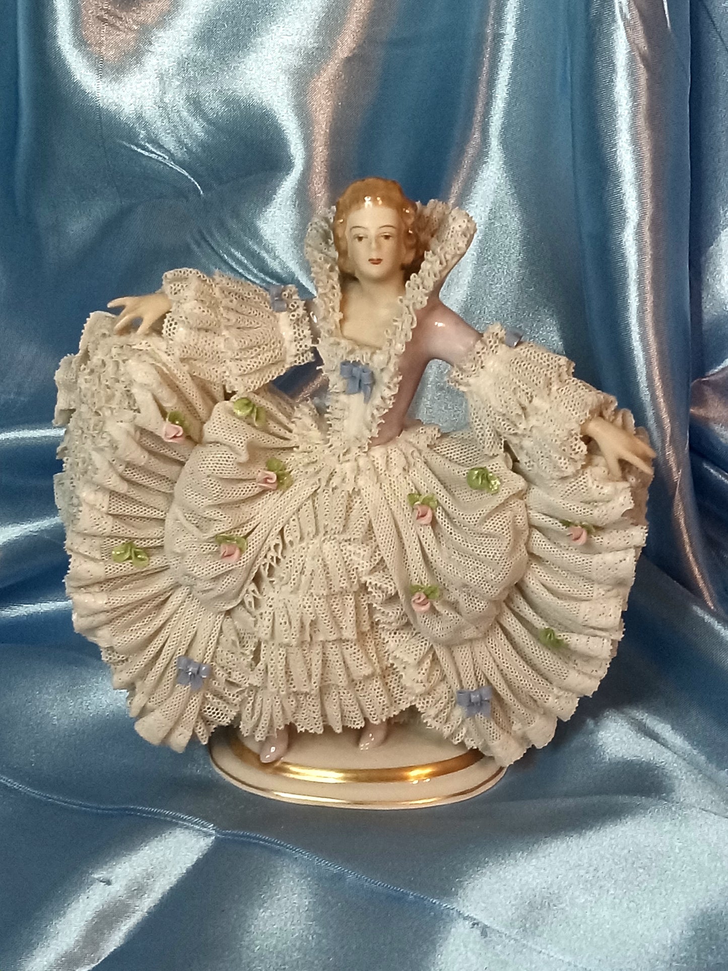 AELTESTE VOLKSTEDTER DRESDEN Lace Procelain Figurine Victorian Lady