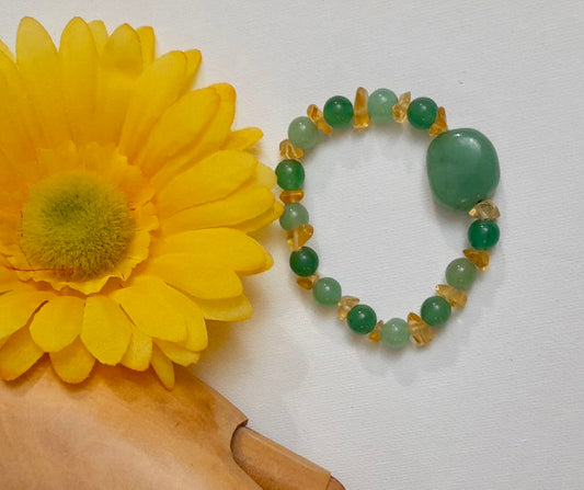 Natural Genuine Aventurine/Citrine/Jade Stone Crystal Bracelet