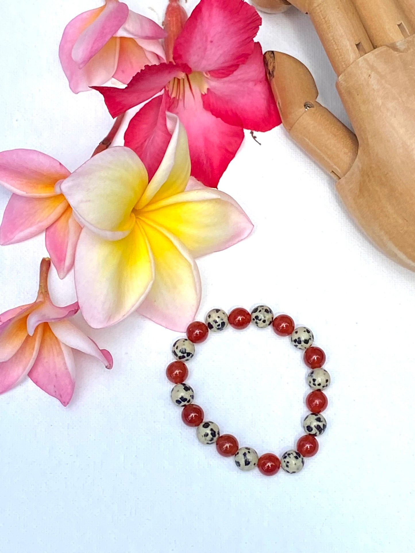 Natural Stone Crystal Bracelet Carnelian Dalmatian Jasper