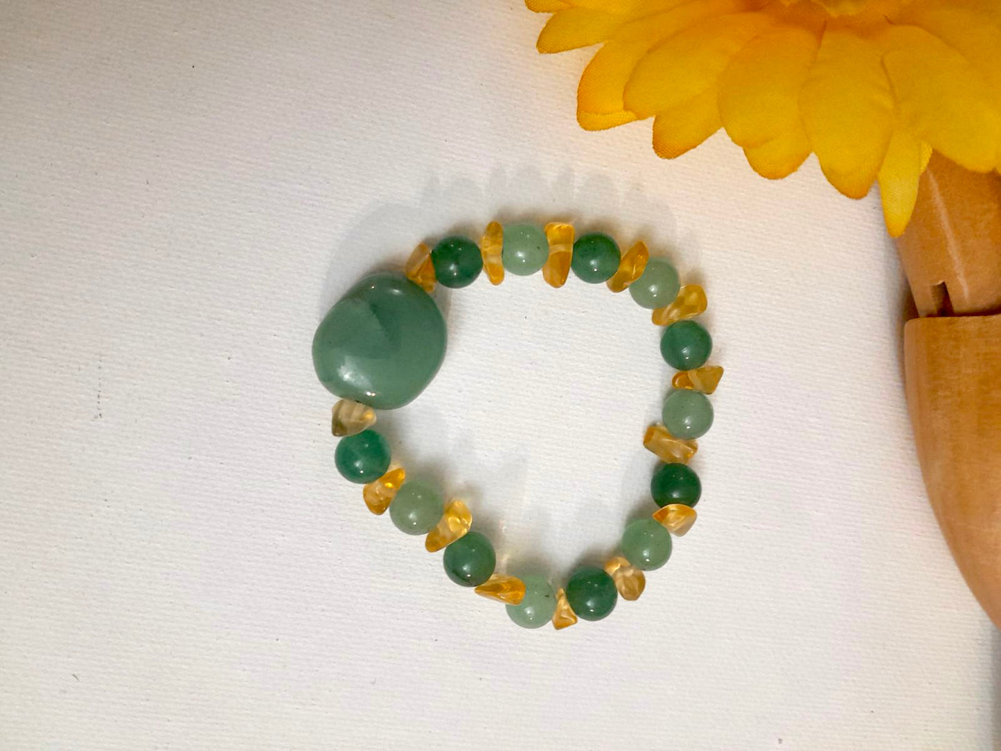 Natural Genuine Aventurine/Citrine/Jade Stone Crystal Bracelet