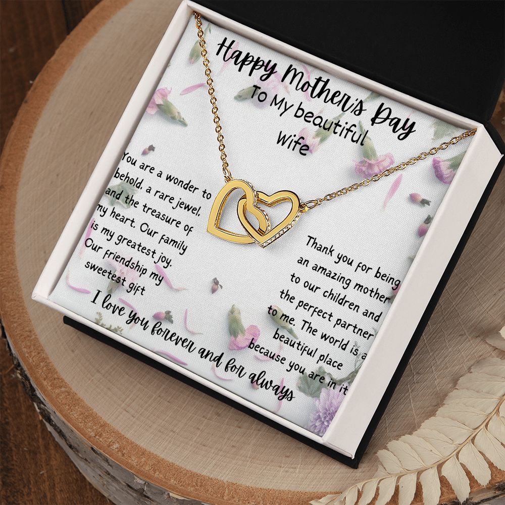 Sottobicchiere In MDF Lucido 9x9 Cm Con Scritta 'Happy Mother's Day To My Beautiful Wife', Regalo Per Festa Della Mamma