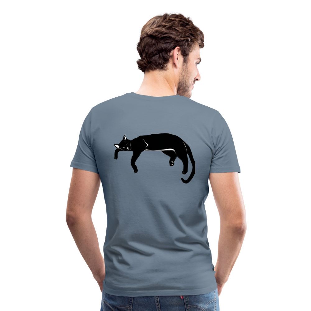 Men's Premium T-Shirt Live in the moment cat t-shirt - steel blue