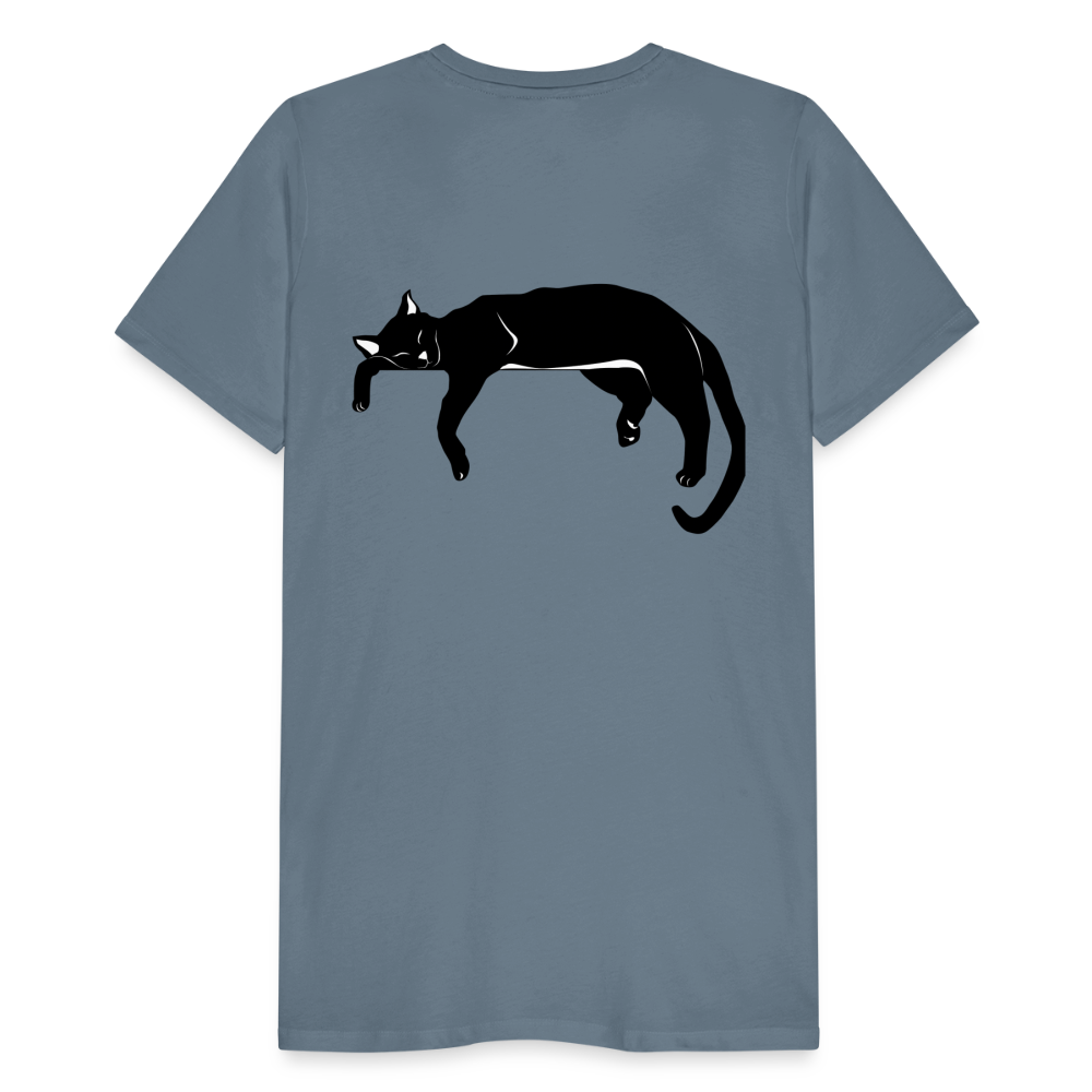 Men's Premium T-Shirt Live in the moment cat t-shirt - steel blue