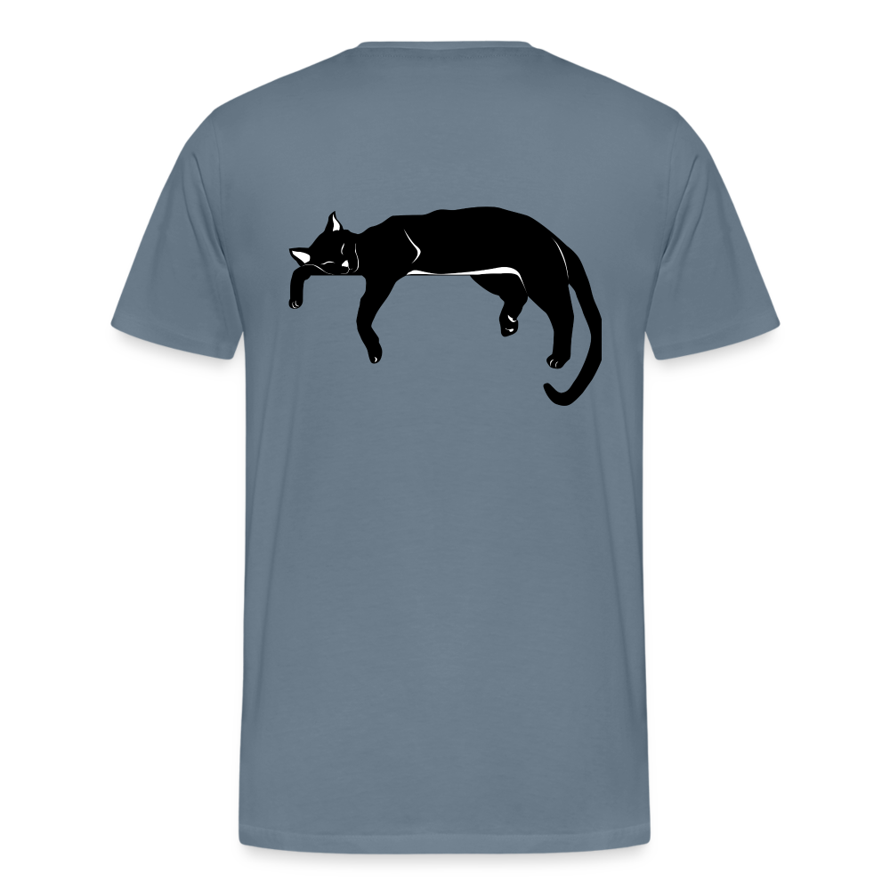 Men's Premium T-Shirt Live in the moment cat t-shirt - steel blue