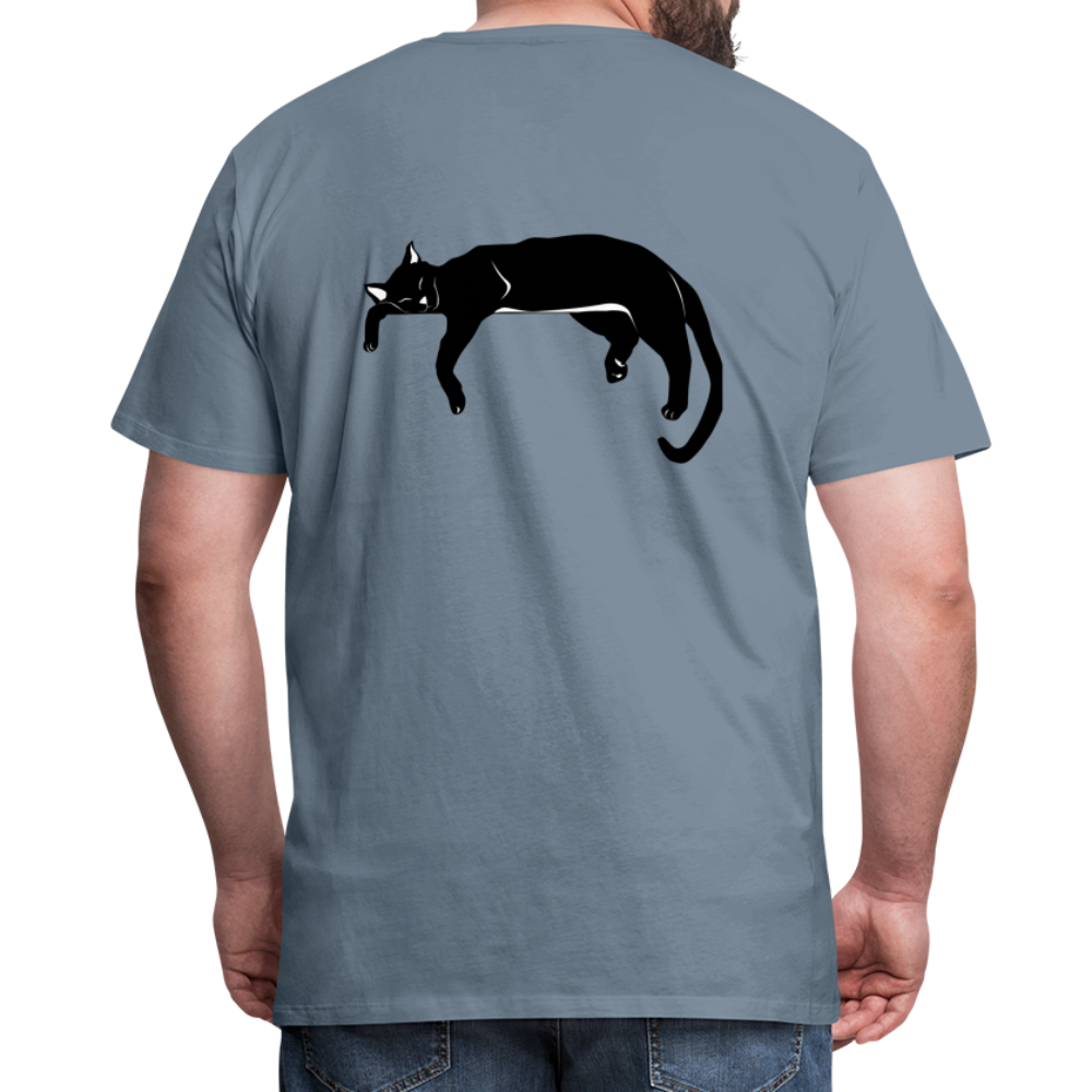 Men's Premium T-Shirt Live in the moment cat t-shirt - steel blue