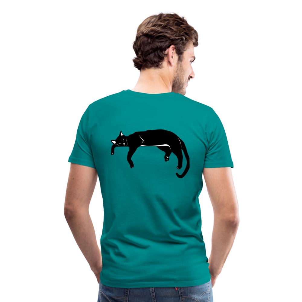 Men's Premium T-Shirt Live in the moment cat t-shirt - teal