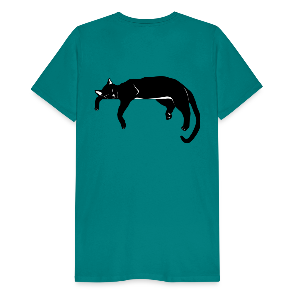 Men's Premium T-Shirt Live in the moment cat t-shirt - teal