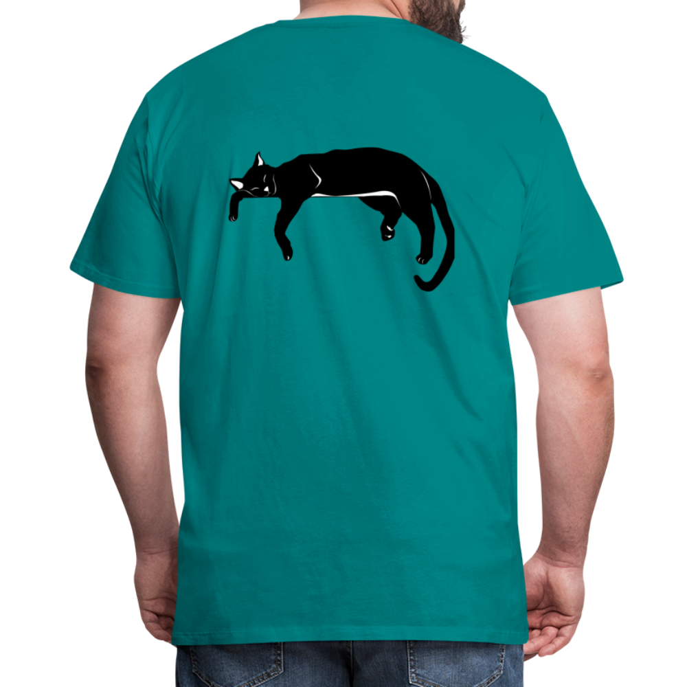 Men's Premium T-Shirt Live in the moment cat t-shirt - teal