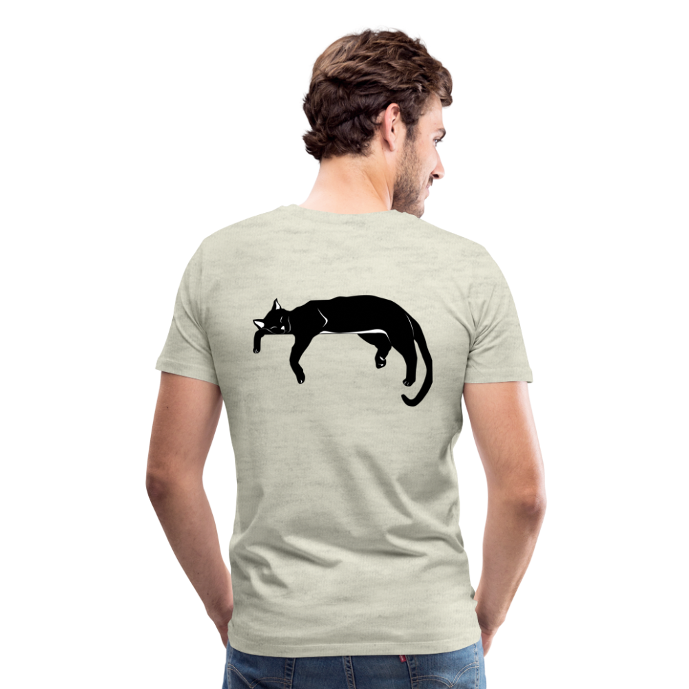 Men's Premium T-Shirt Live in the moment cat t-shirt - heather oatmeal