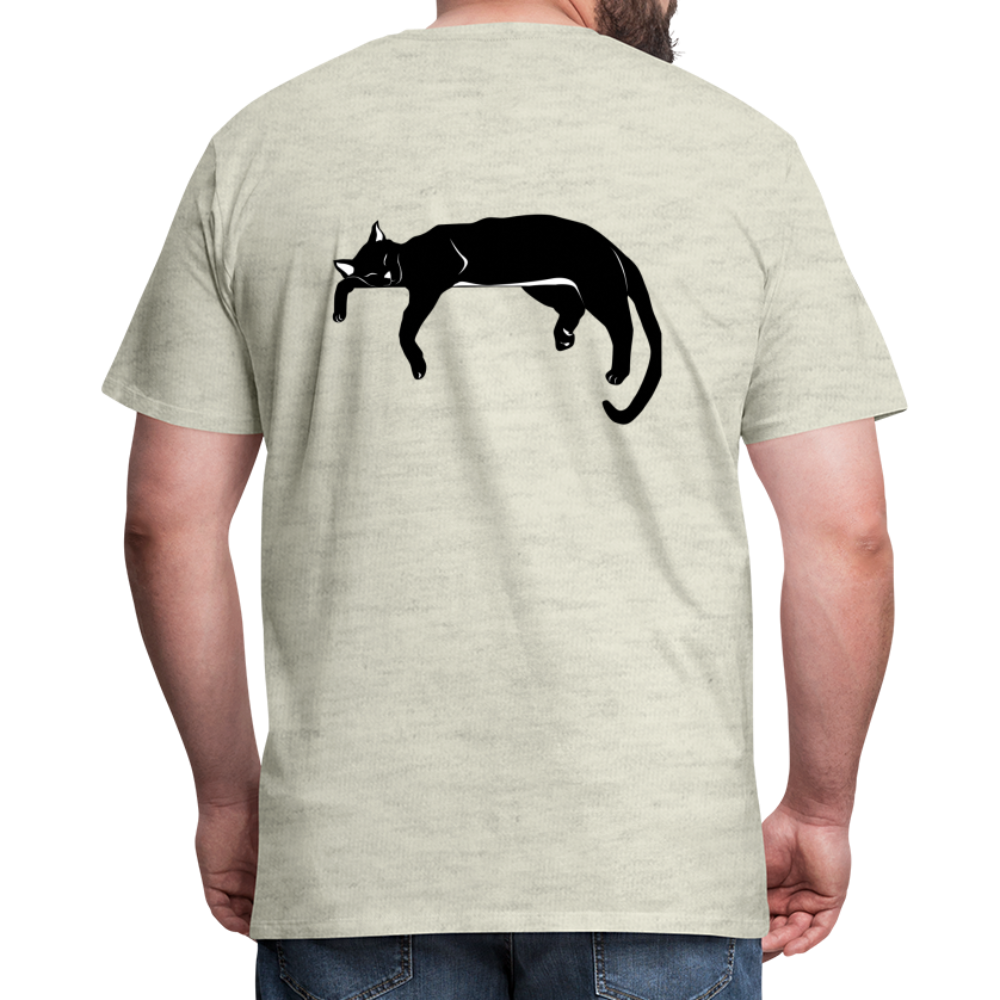 Men's Premium T-Shirt Live in the moment cat t-shirt - heather oatmeal