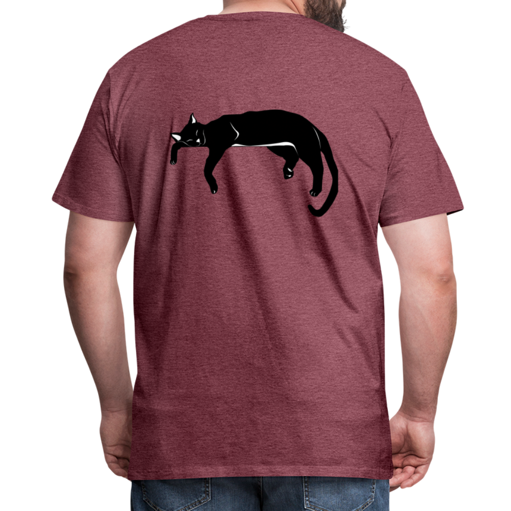 Men's Premium T-Shirt Live in the moment cat t-shirt - heather burgundy