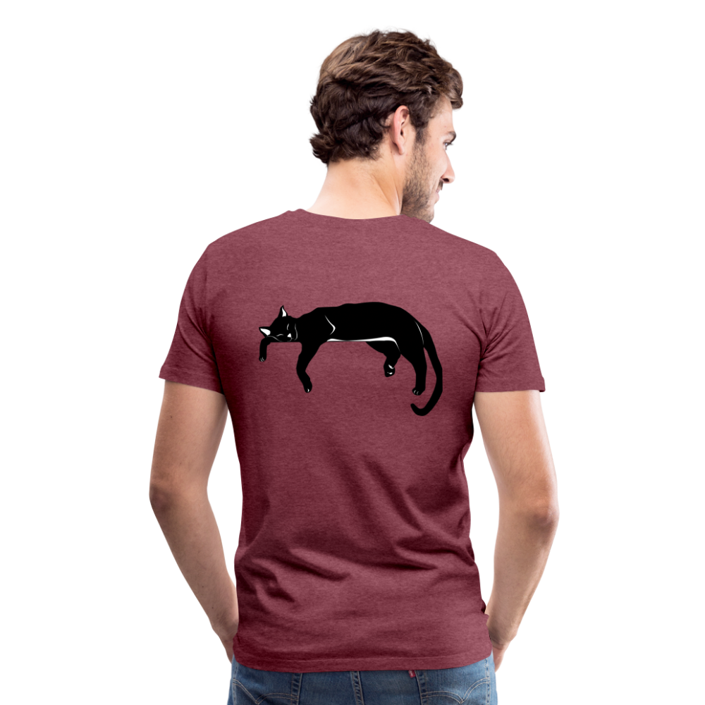 Men's Premium T-Shirt Live in the moment cat t-shirt - heather burgundy