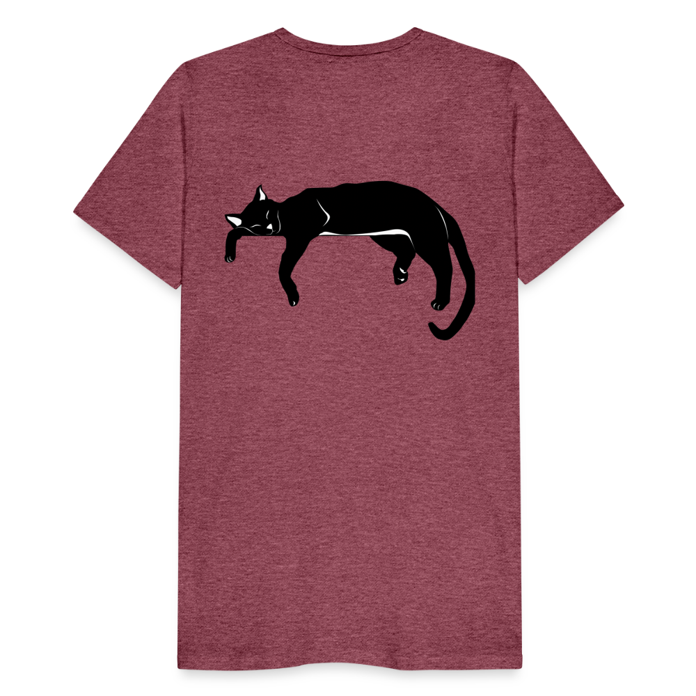 Men's Premium T-Shirt Live in the moment cat t-shirt - heather burgundy