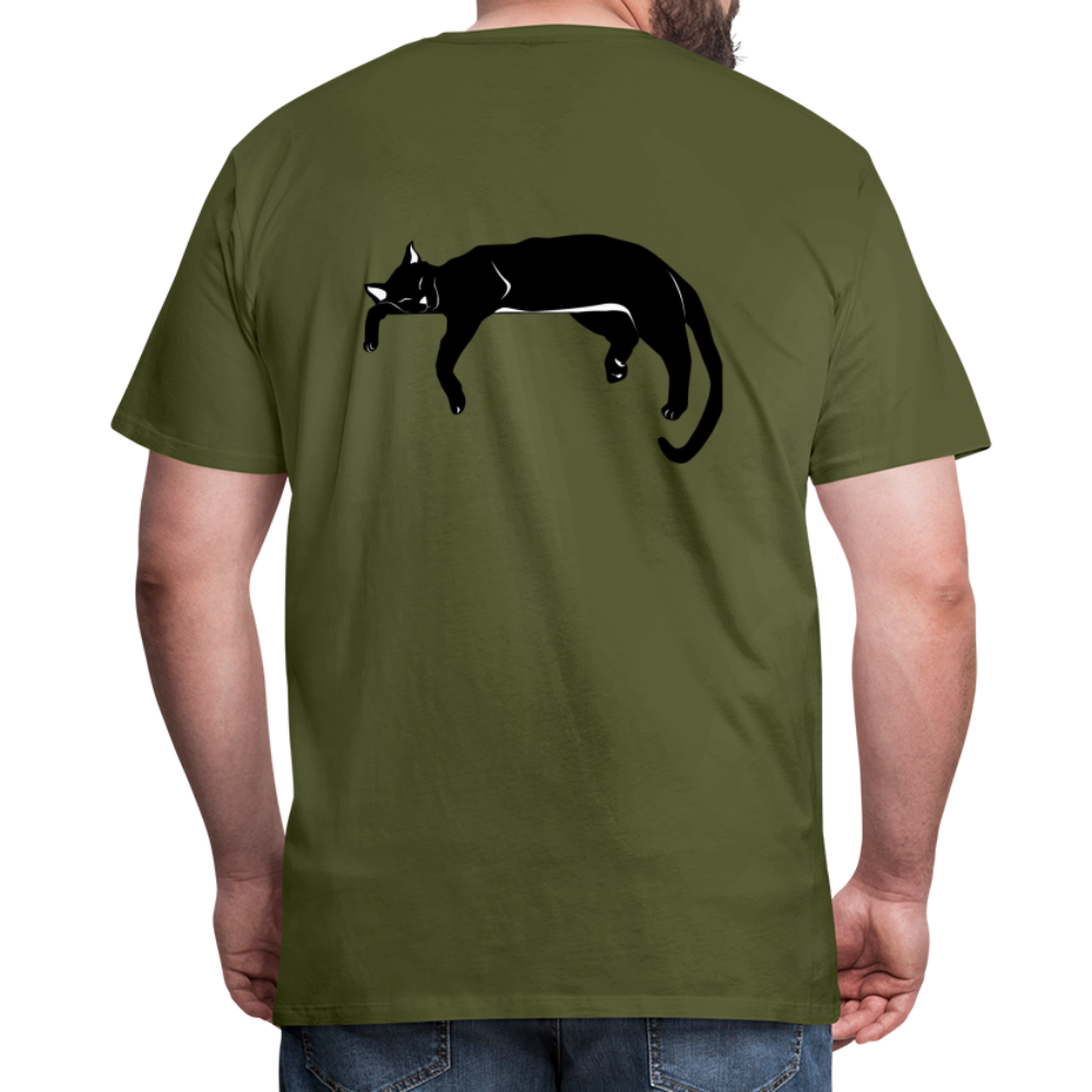 Men's Premium T-Shirt Live in the moment cat t-shirt - olive green