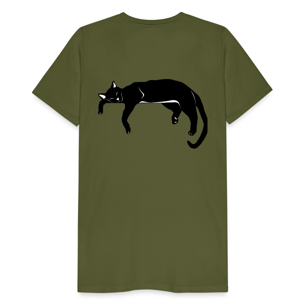 Men's Premium T-Shirt Live in the moment cat t-shirt - olive green