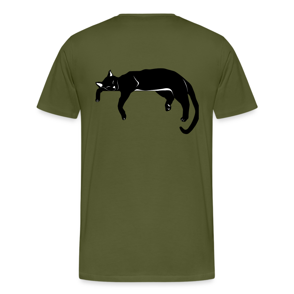 Men's Premium T-Shirt Live in the moment cat t-shirt - olive green