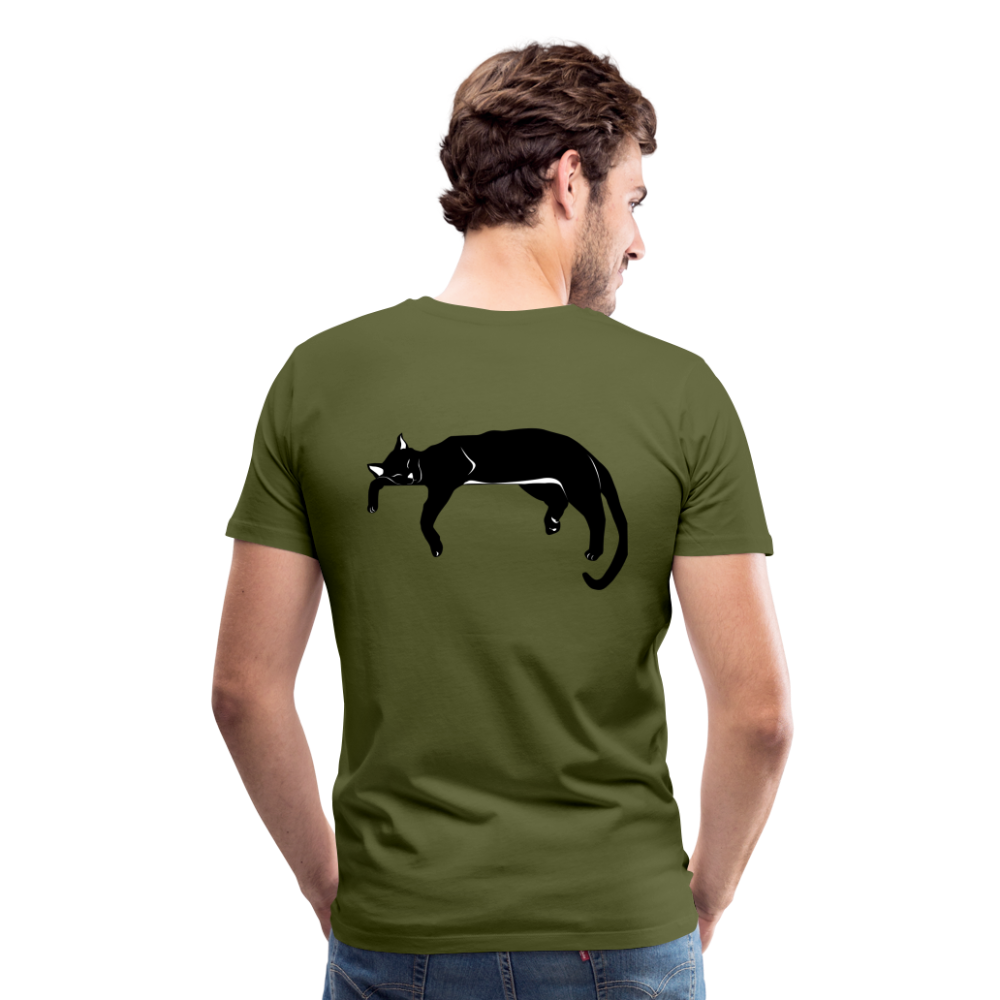 Men's Premium T-Shirt Live in the moment cat t-shirt - olive green