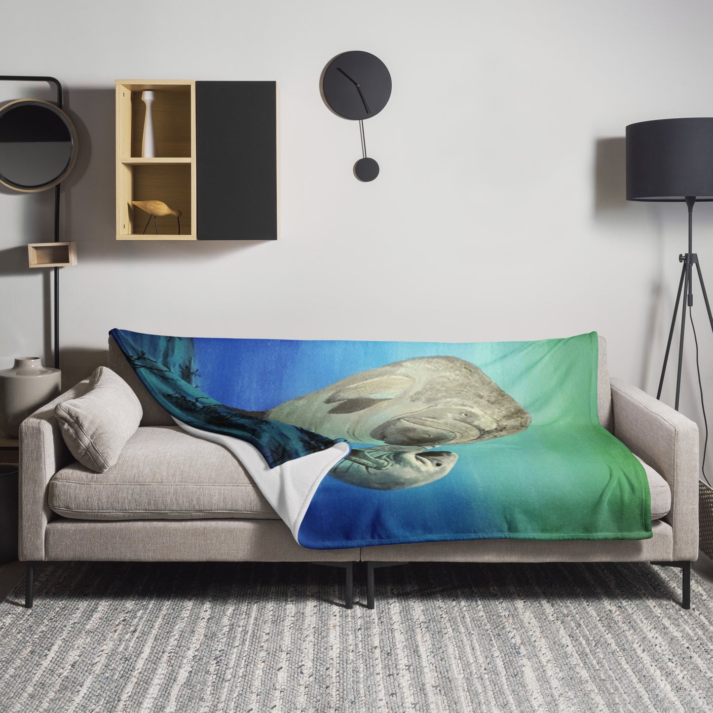 Throw Blanket Manatee Motherly Love